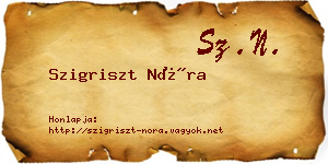 Szigriszt Nóra névjegykártya